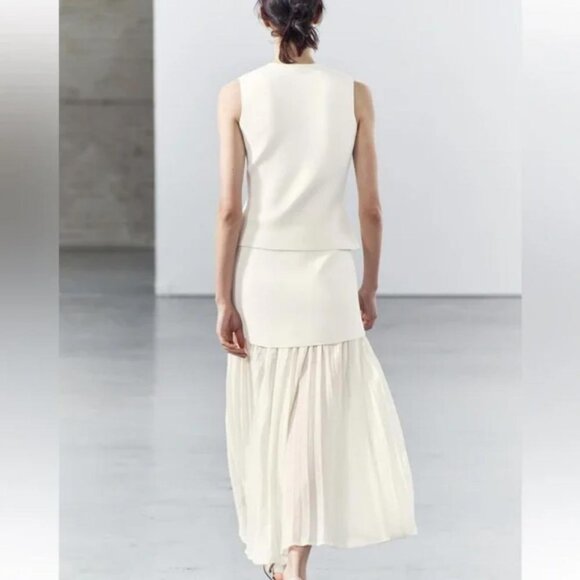 ZARA MIXED PLEATED KNIT SKIRT - Picture 5 of 6